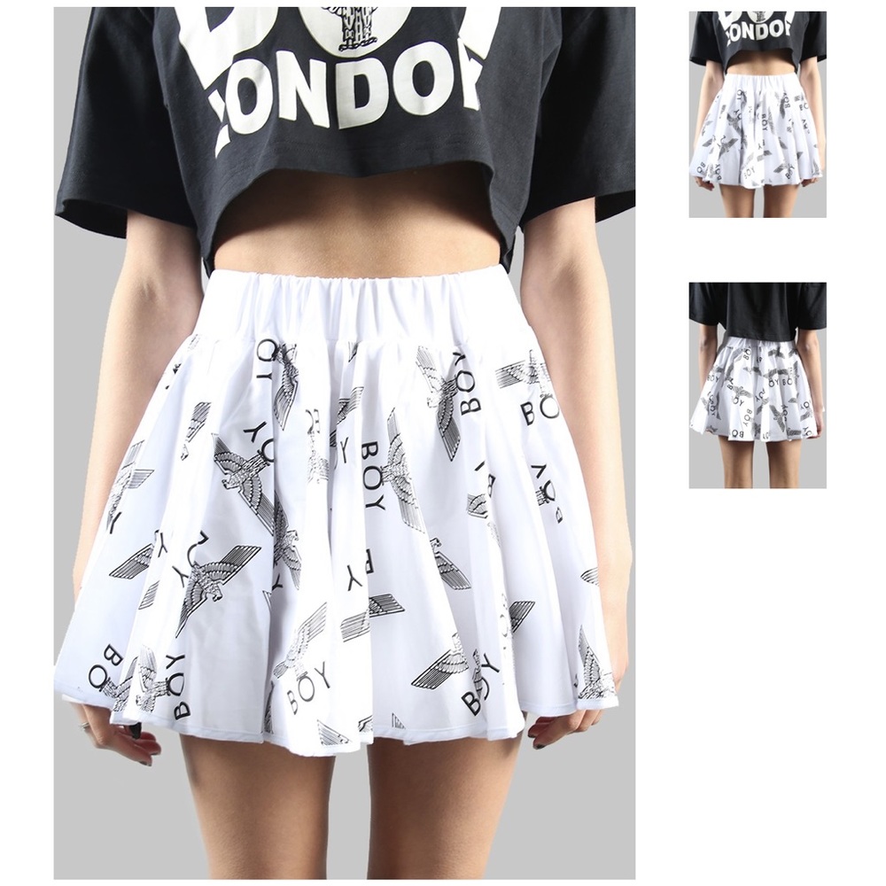 BOY LONDON Rara Skater Skirt in Logo Print